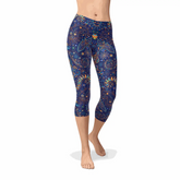 Womens Paisley Butterfly Capri Leggings Maroon Sooty