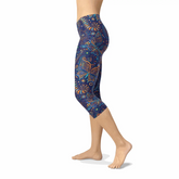 Womens Paisley Butterfly Capri Leggings Maroon Sooty