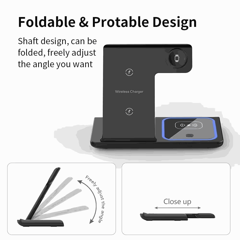 Foldable 3 In 1 Fast 15w QI Wireless Charging Station – Charger Lilac Milo