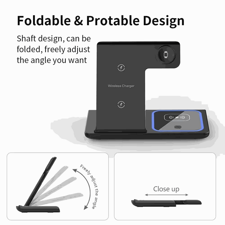 Foldable 3 In 1 Fast 15w QI Wireless Charging Station – Charger Lilac Milo