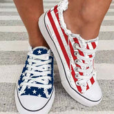 Baskets décontractées à lacets motif étoiles et rayures, bout rond, chaussures casual Star Striped.