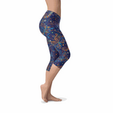 Womens Paisley Butterfly Capri Leggings Maroon Sooty