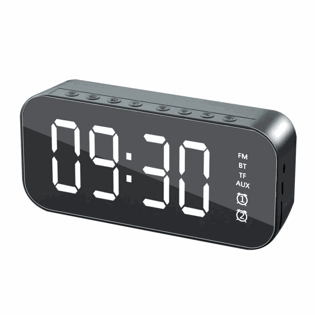 Réveil LED avec affichage numérique et haut-parleur Bluetooth sans fil noir et rouge