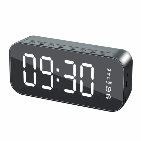 Réveil LED avec affichage numérique et haut-parleur Bluetooth sans fil noir et rouge