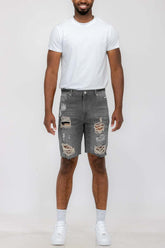 Mens Distressed Denim Shorts Lime Milo