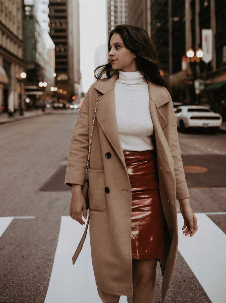 Trench manteau Serena double boutonnage en laine avec ceinture à nouer