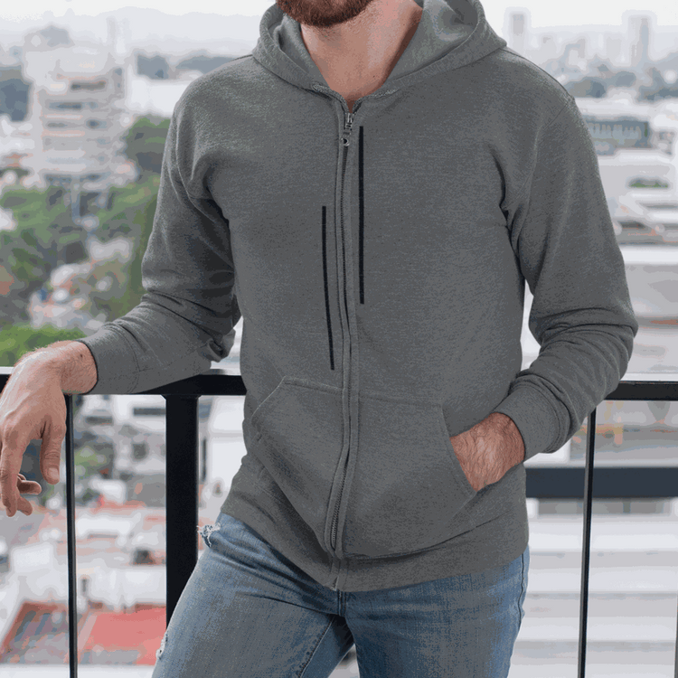 Veste zip-up pour homme avec rayures noires inégalées et tissu doux en coton polyester.