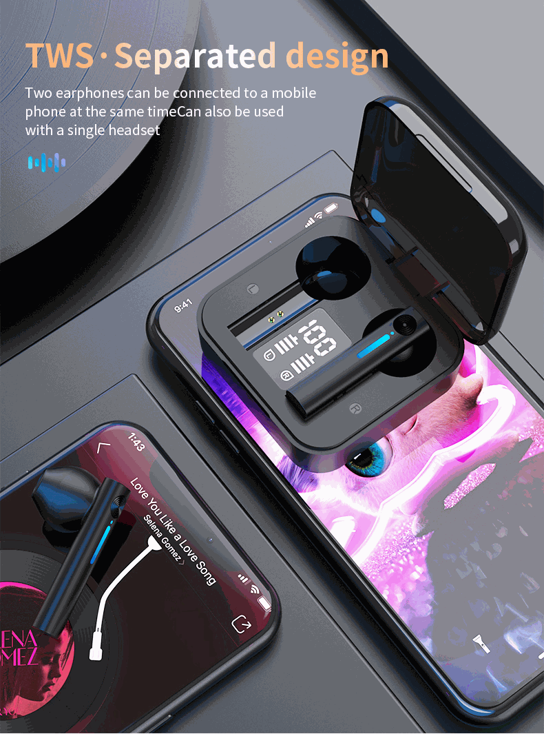 Bluetooth Earphones LED Wireless TWS with Microphone – Tech Accessories Teal Simba