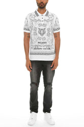 Italian Print Collared Polo Shirt Lime Milo