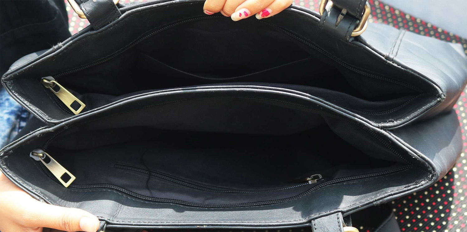 Black Leather Handbags for Women Ladies Tote Shoulder Bags. Salmon Alder