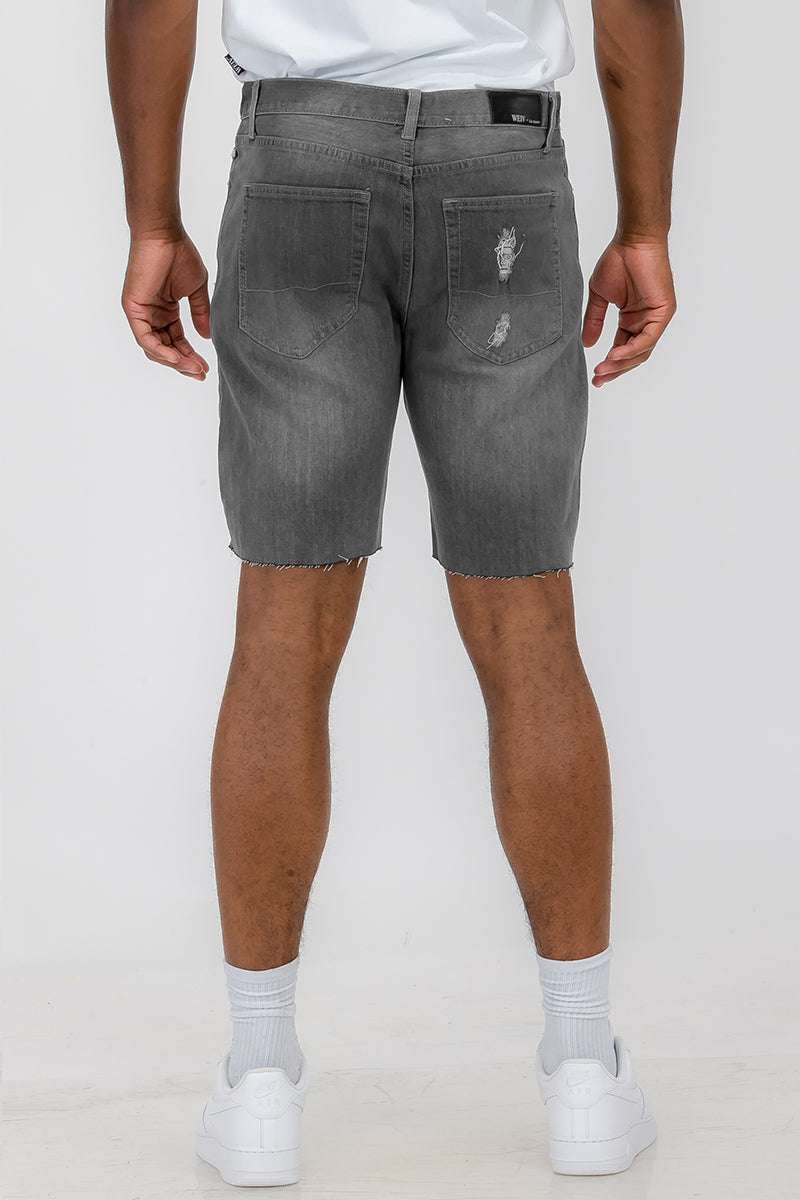 Mens Distressed Denim Shorts Lime Milo