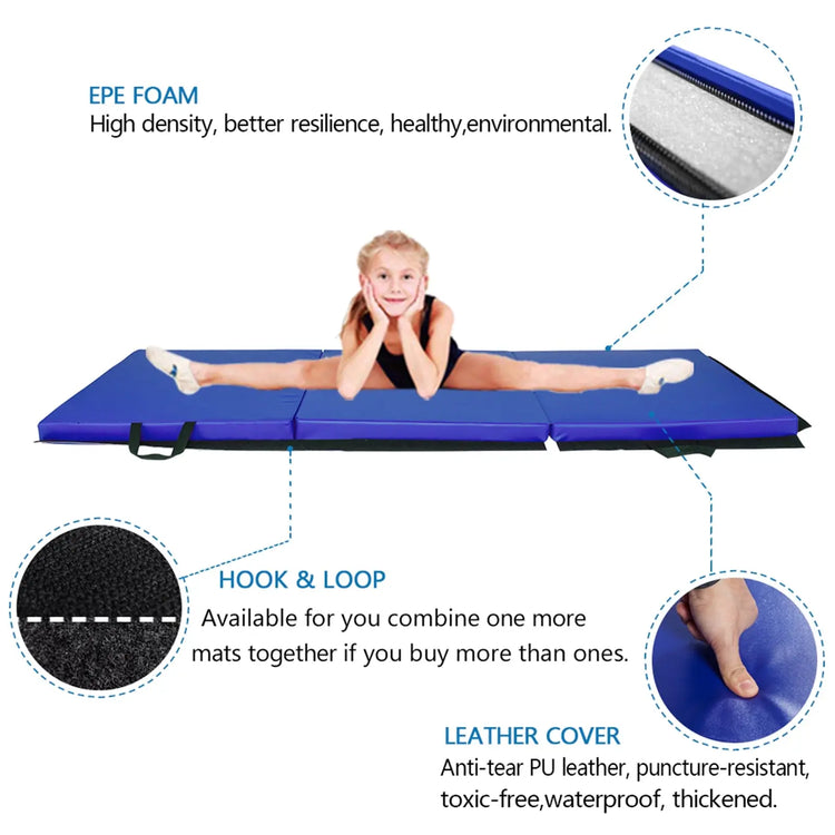 55"x24"x1.2" Tri-fold Gymnastics Yoga Mat with Hand Buckle Lilac Milo