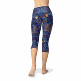 Womens Paisley Butterfly Capri Leggings Maroon Sooty