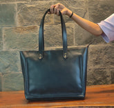 Genuine Leather Tote Bag with Zipper for Women – Women&
