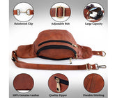 Brown Genuine Leather Fanny Pack for Men & Women Belt Bag Salmon Alder