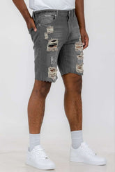 Mens Distressed Denim Shorts Lime Milo