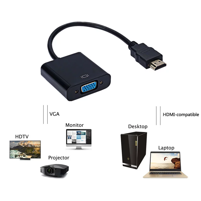1080P HDMI-compatible to VGA Adapter For Xbox PS4 PC Lilac Milo