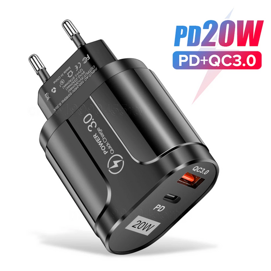 PD 20W USB Type C Charger Fast Charging For iPhone Samsung Lilac Milo