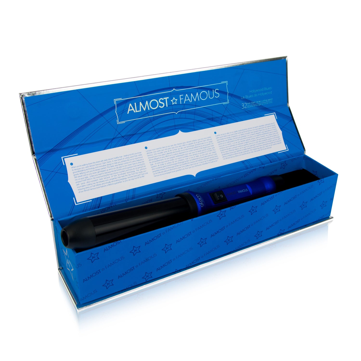 Almost Famous 32mm Glam Series Curling Wand with Gem Infused Barrel Sky Blue Thrace