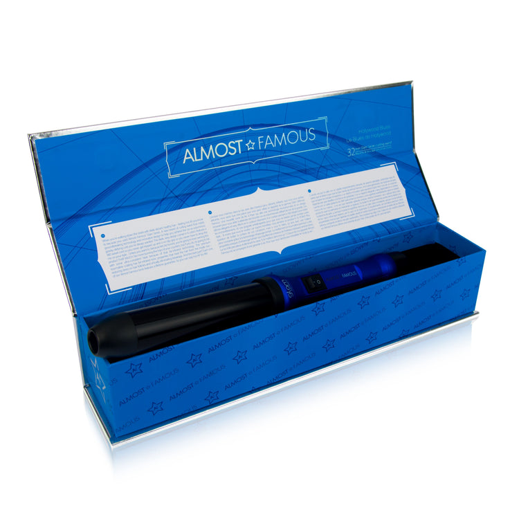 Almost Famous 32mm Glam Series Curling Wand with Gem Infused Barrel Sky Blue Thrace