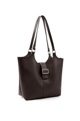 Brown Faux Leather Snap Closure Crossbody Hand Bag Single Compartment Ochre Juniper