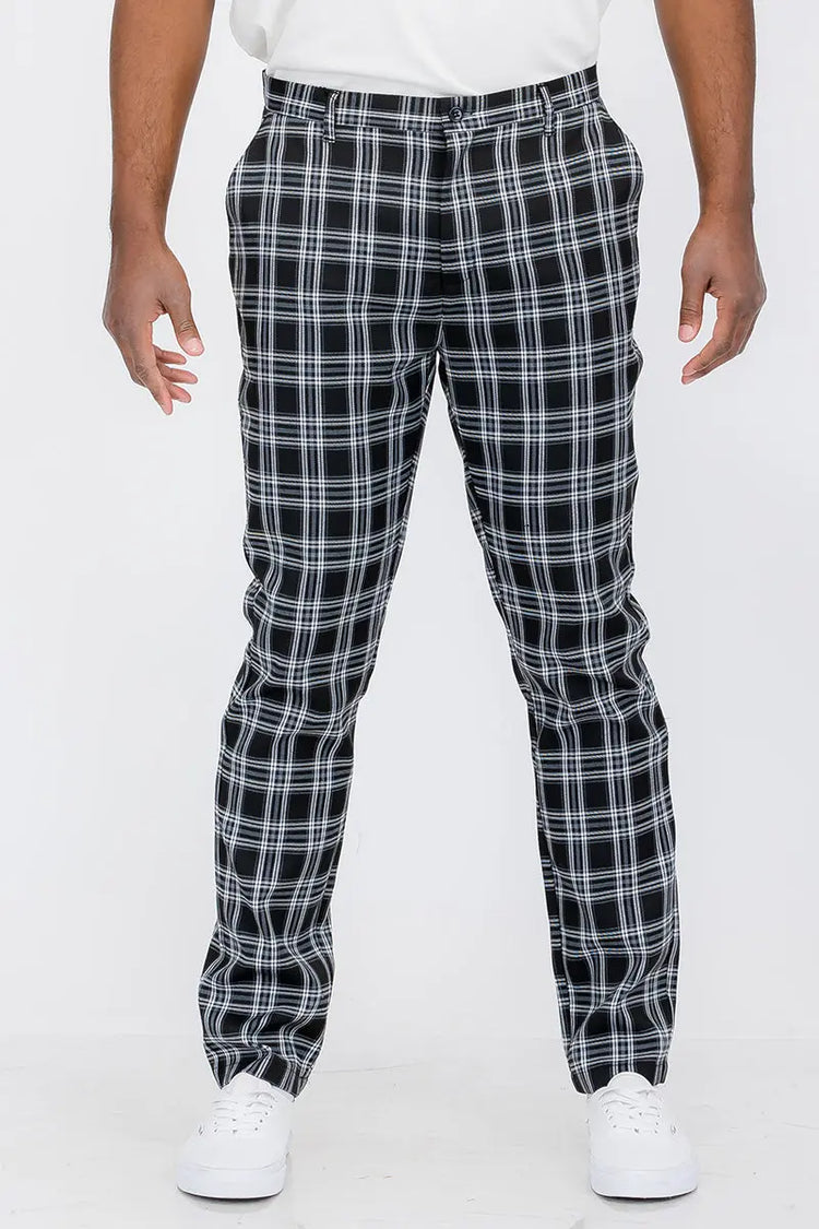 Plaid Slim Fit Trouser Pants SR010 Lime Milo