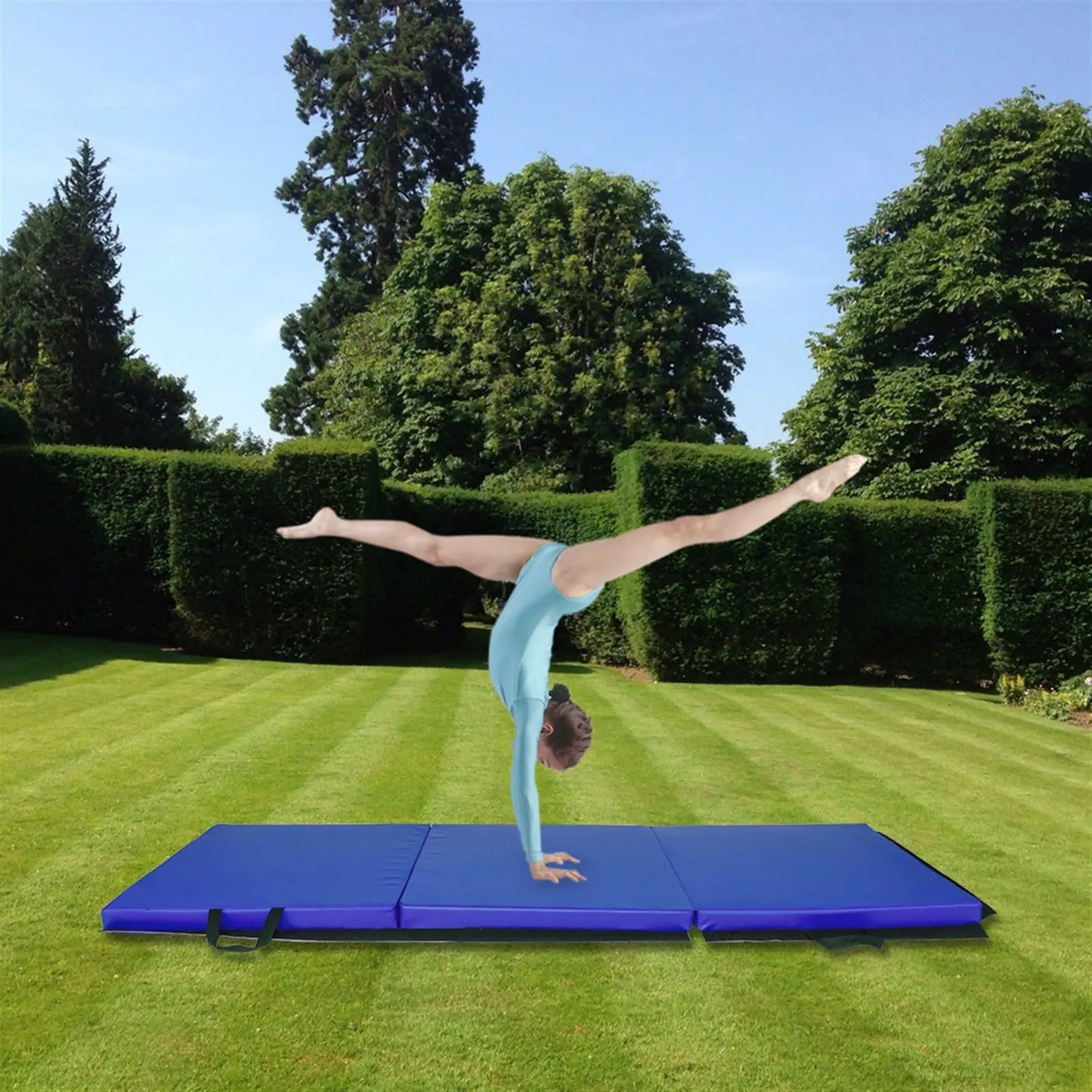 55"x24"x1.2" Tri-fold Gymnastics Yoga Mat with Hand Buckle Lilac Milo