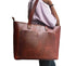 Sac cabas en cuir véritable pour femme avec fermeture éclair et grande capacité