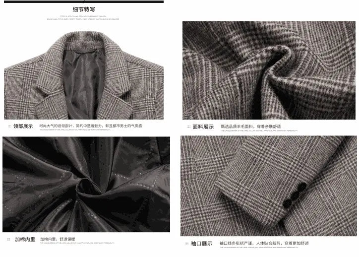 Fashion Plaid Single Breasted Jackets Men&