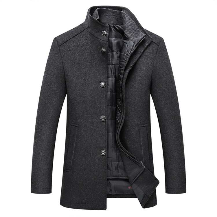 Winter Men Wool Jacket Slim Fit Thick Warm Coat Teal Simba