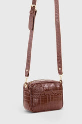 Brown Croc Embossed Crossbody Bag for Women – Women&