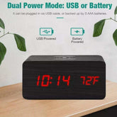 Wooden Digital Alarm Clock with Wireless Phone Charging Pad – Charger Yellow Pandora