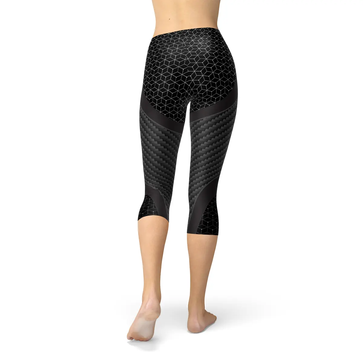 Womens Carbon Fiber Sports Capri Leggings Maroon Sooty