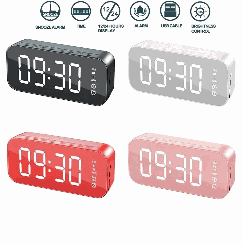 LED Display Alarm Clock Wireless Bluetooth Speakers – Audio Accessory Teal Simba