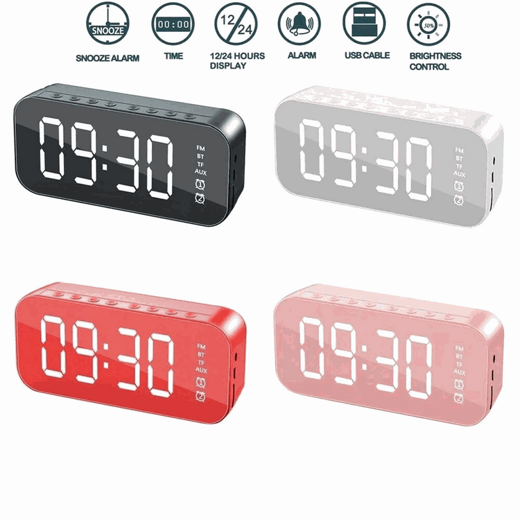 LED Display Alarm Clock Wireless Bluetooth Speakers – Audio Accessory Teal Simba