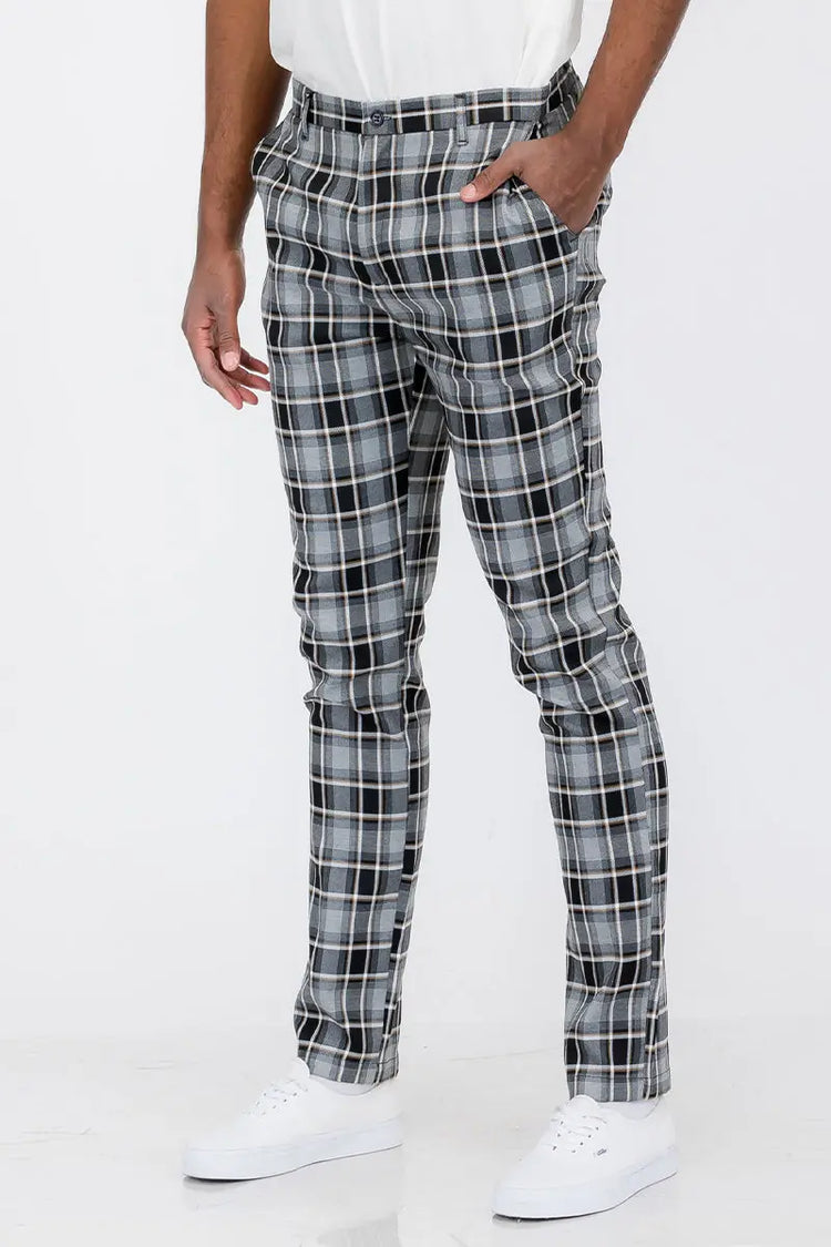Plaid Slim Fit Trouser Pants SR012 Lime Milo