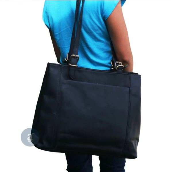 Black Leather Handbags for Women Ladies Tote Shoulder Bags. Salmon Alder