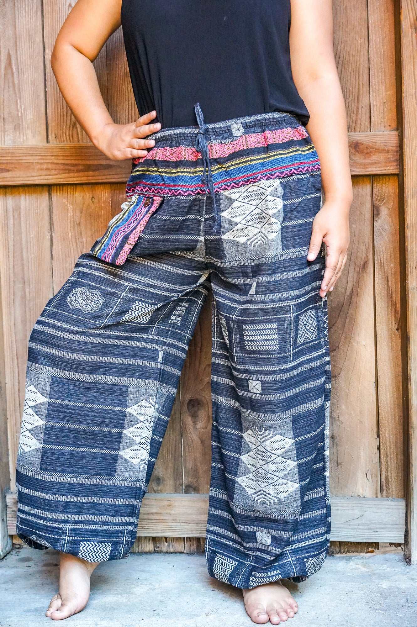 Cotton Women Tribal Boho Pants Hippie Pants Tan Smokey
