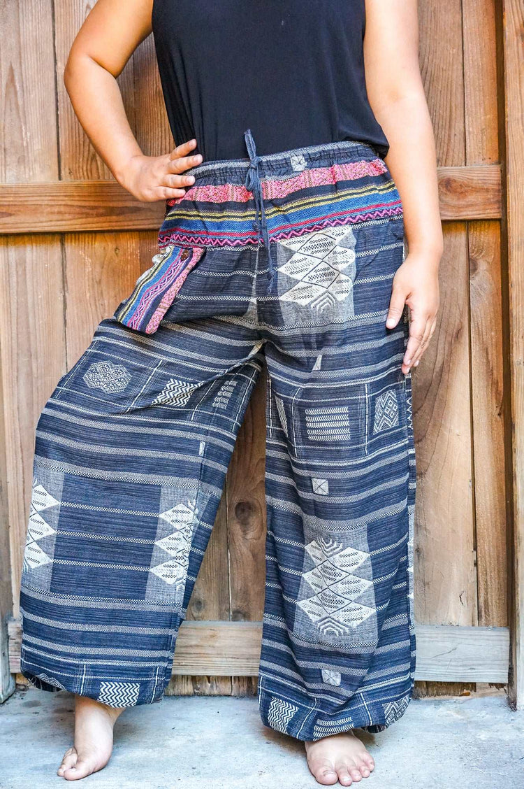 Cotton Women Tribal Boho Pants Hippie Pants Tan Smokey