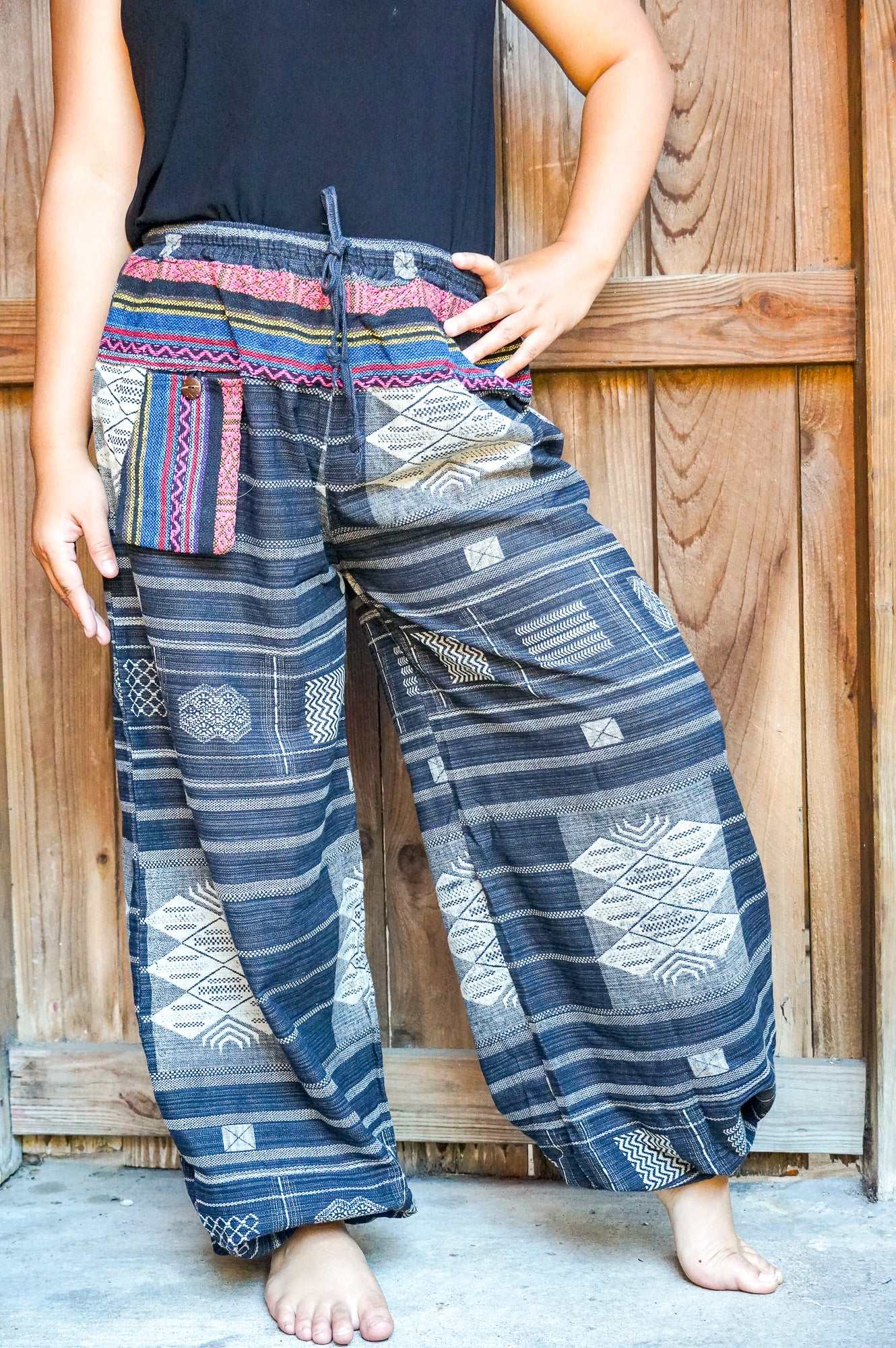 Cotton Women Tribal Boho Pants Hippie Pants Tan Smokey