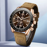 LIGE Leather Watches Men Fashion Business 30M Waterproof Quartz Wristwatch Chronograph Date Luxury Luminous Sports Man Watch+Box Khamik Shop Online