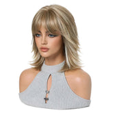 Fashionable wig headband with golden short hair, layered short curly hair, synthetic synthetic synthetic wig headband Khamik Shop Online