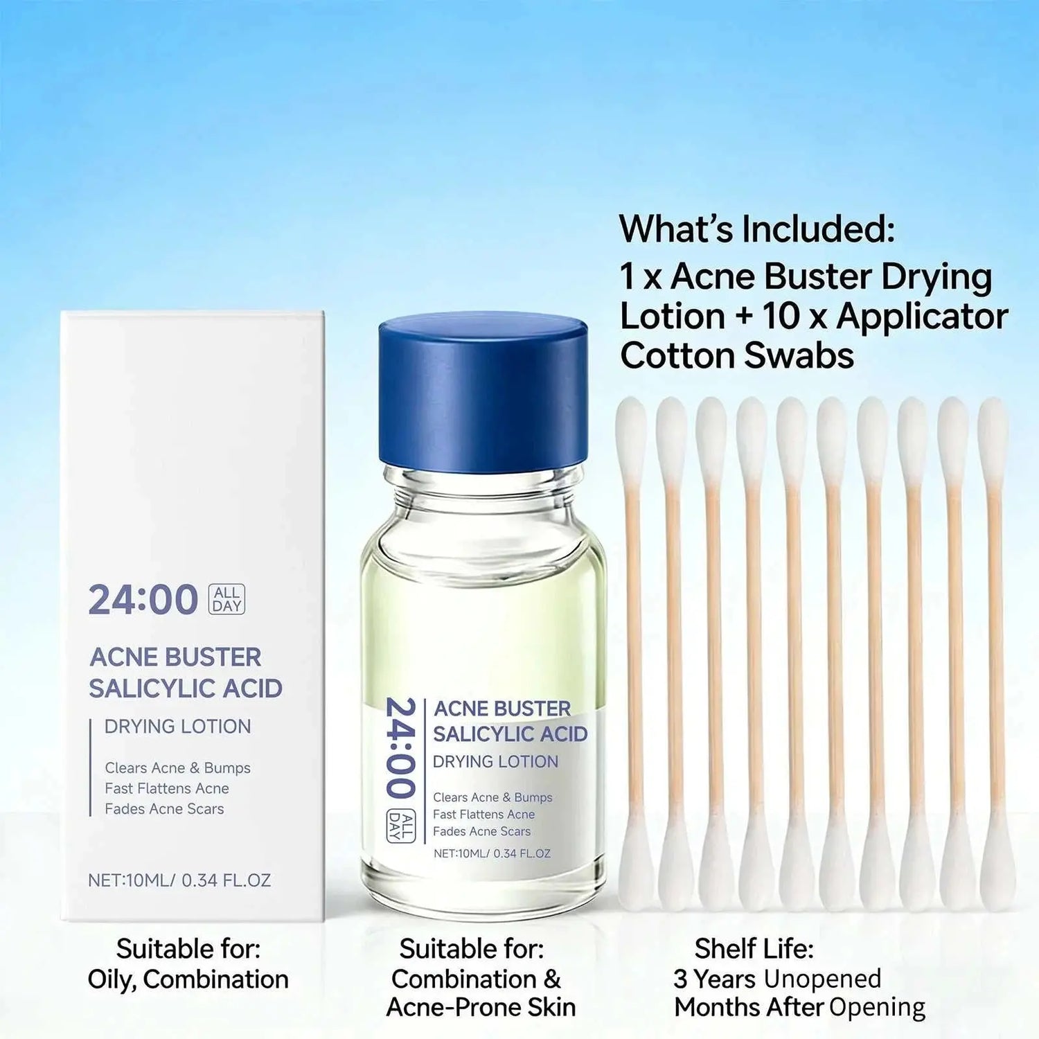 Salicylic Acid Drying Lotion Face Serum with Cotton Swab– Reduce Pimples & Breakouts Fade Acne Scars Minimize Pores Skin Renewal Khamik Shop Online