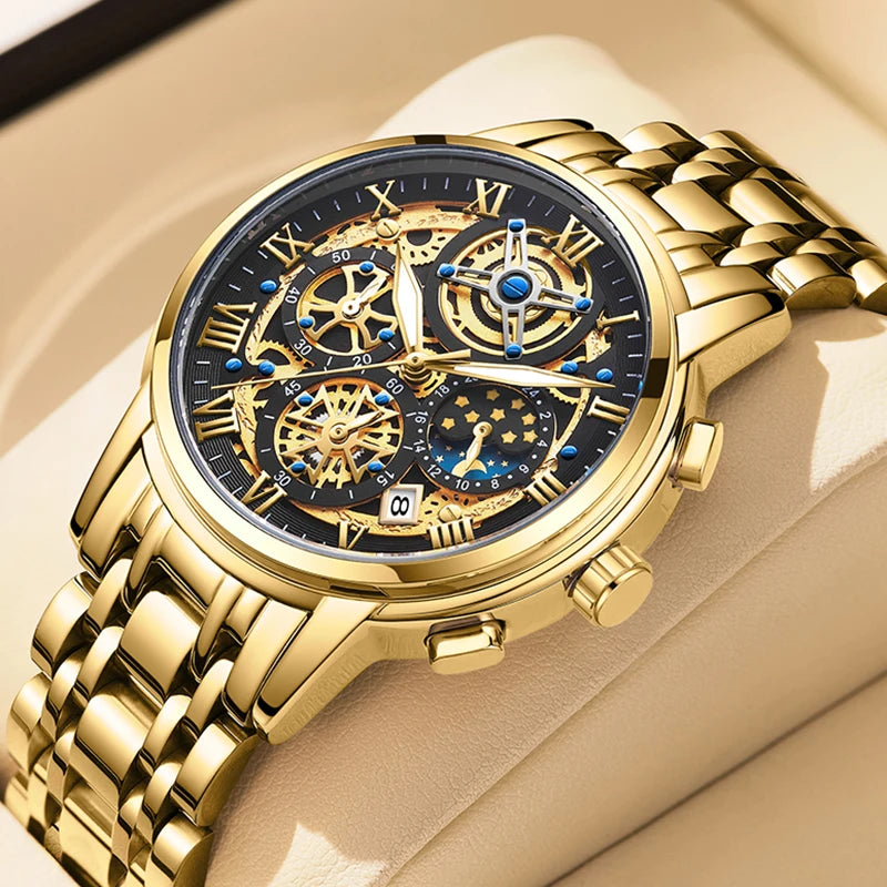 2024 New Fashion Gold Women Watch Top Brand Luxury Waterproof Watches for Women Sport Quartz Chronograph Relogio Feminino