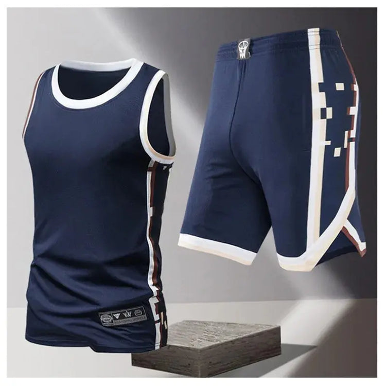 Summer Daily Outdoor Leisure Trend Versatile Sportswear Men Fashion Trend Sports Sleeveless Vest Five Quarter Shorts 2-piece Set Khamik Shop Online