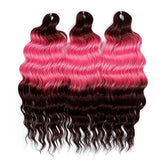 FREEDOM Synthetic Curly Braiding Hair Extensions 24 Inch/60 cm Long Deep Wavy Twist Crochet Braids Hair Ombre Brown Rainbow Hair Khamik Shop Online
