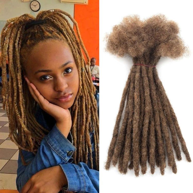20strands/pack M4&30 Human Hair Dreadlocks Extensions Full Handmade 0.6 cm Thickness 100% Real Hair Locs Extensions for Kids Khamik Shop Online
