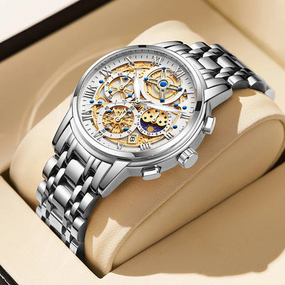 LIGE Gold Women's Chronograph Watch, Quartz Movement