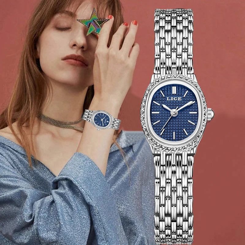 LIGE Fashion Luxury Quartz Woman Watch Elegant Classic Simple Dial Waterproof Stainless Ladies Watches for Women Reloj Mujer+Box Khamik Shop Online