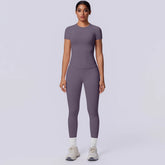 Rooftrellen New 2PCS/set Yoga Set Summer Quick Drying Fitness Sports Workout Top T-Shirt High Stretch Seamless Yoga Leggings Set Khamik Shop Online